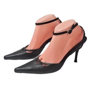BCBGirls Max Azria Gasper Black Leather Pointed Stiletto Heel 9 EU39